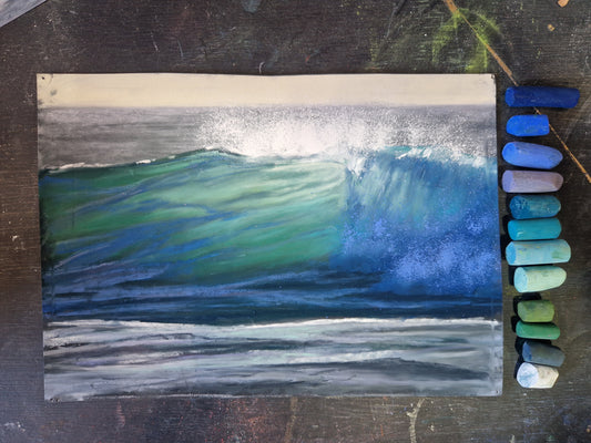 Soft Pastel Workshop - creating backlit turquoise waves - May 23
